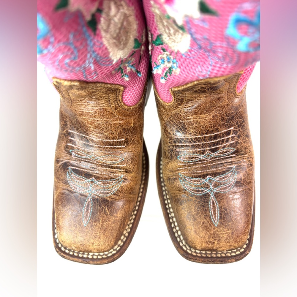 Macie Bean 11 Western Cowgirl Leather Floral Kicker Boots - Kids - Picture 8 of 11